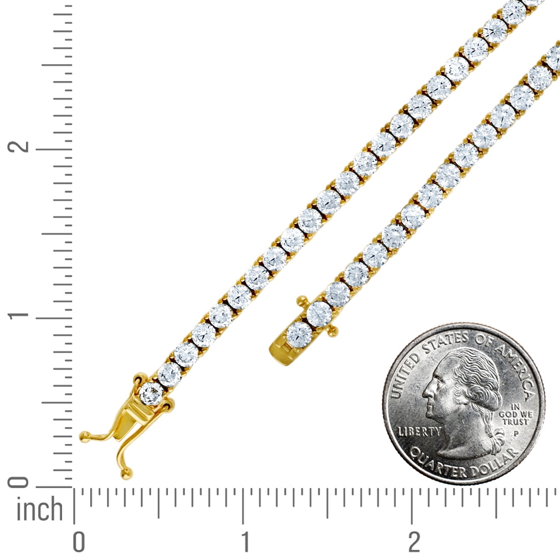 Sterling Mens Womens Unisex Yellow-tone 4mm 9 Inch Cubic Zirconia Tennis Bracelet Link Bracelet for Men
