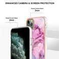 thumbnail image 4 of ELEHOLD for iPhone 11 Pro Max 6.5 inch Marble Case, Clear Electroplated Frame Soft TPU Anti-Scratch Wear-Resistant Wireless Charging Slim Fit Transparent Case for iPhone 11 Pro Max, Pink, 4 of 5