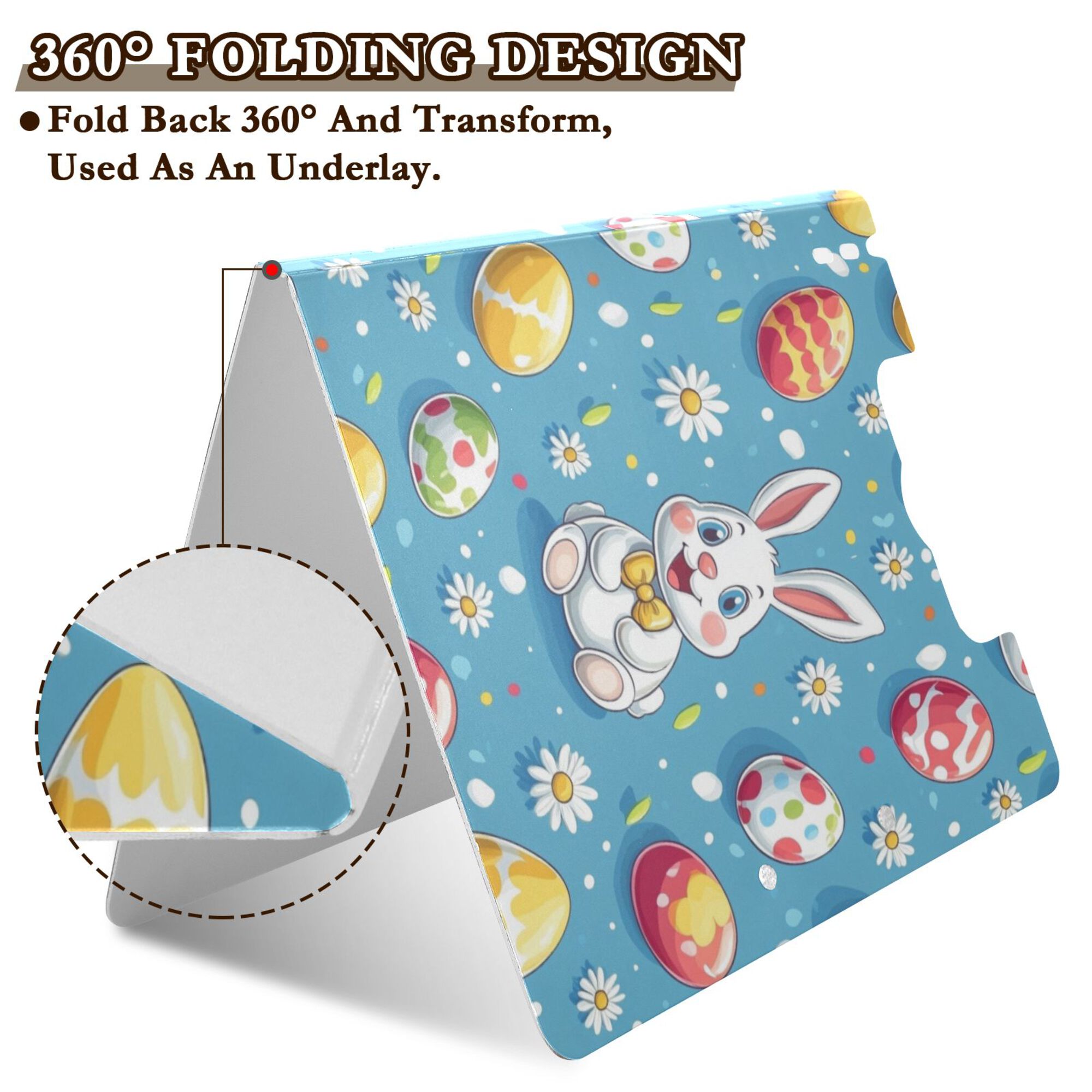 FORMRS A4 Clipboard Folder with Pen Holder Horizontal Foldable School Office Binder, Easter Bunny Pattern