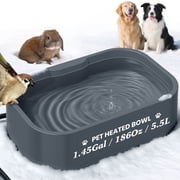 5.5L Smart Thermostatic Heated Pet Water Bowl with Anti-Chew Cord, Indoor and Outdoor Use, Gray