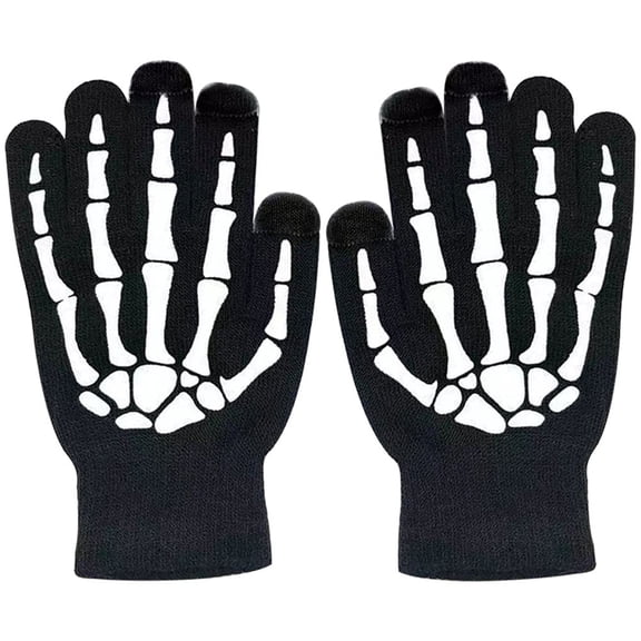 Glow in the Dark Skeleton Gloves 1 Pair Fluorescent Stretch Mittens for Halloween Party Dance Costumes