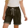 thumbnail image 3 of Lumosvexa Girls Denim Shorts, Adjustable Drawstring Lightweight with Pockets Casual Summer Trendy Shorts Brown 7-8, 3 of 10