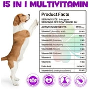 Oimmal 15 in 1 Multivitamin for Dogs, for All Breeds Dogs with Glucosamine Help with Boost Resistance, Digestive & Immune System Support (2 fl oz / 60 ml) - 1Pack Bacon Flavor