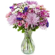 Purple Extravagance by Arabella Bouquets with a Free Elegant Hand-Blown Glass Vase (Fresh-Cut Flowers, Purple)