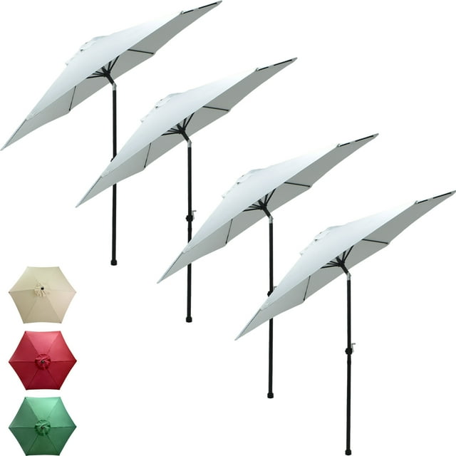 Sombrilla Jardimex Con Angulo Kit 4 Piezas Jardin Playa 2.7 Metros Blanco