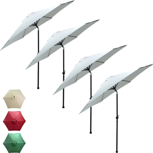 Sombrilla Jardimex Con Angulo Kit 4 Piezas Jardin Playa 2.7 Metros Blanco