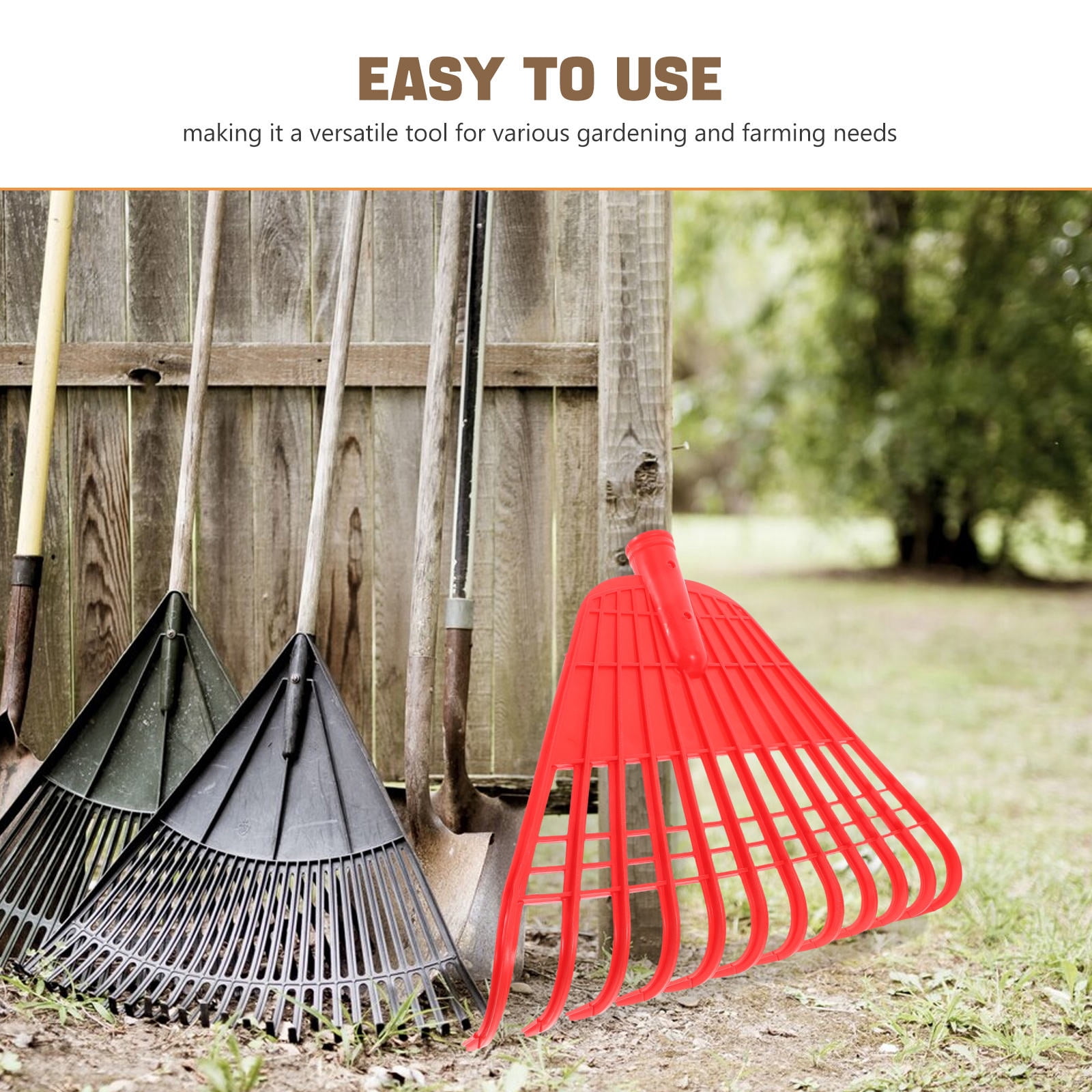 OUNONA Red Yard Leveling Rake Tool for Gardeners, PP Material, 1 Set Lawn and Soil Leveler for Adult Use