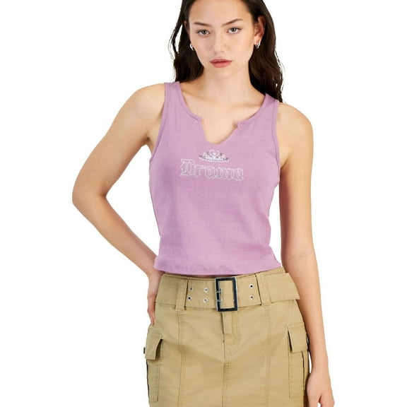 Self Esteem Womens Drama Graphic-Print Tank Top, Purple, Juniors, X-Small