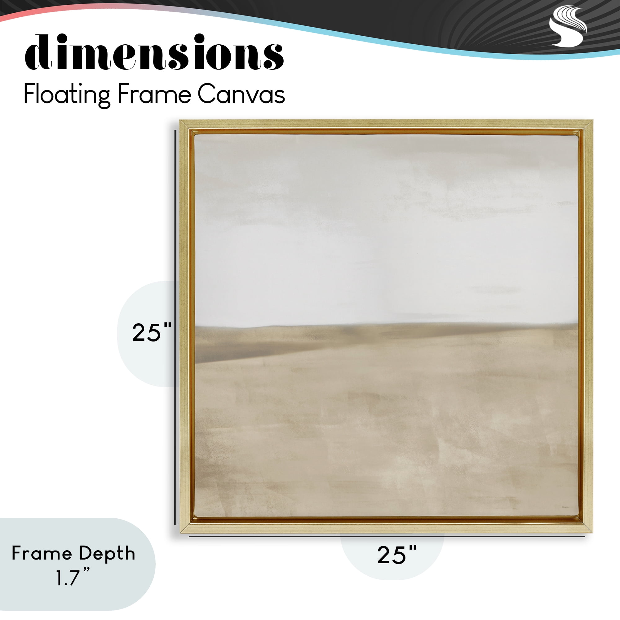 Stupell Industries Muted Smooth Hills Gold Framed Floater Canvas Wall Art, design by Dan Meneely