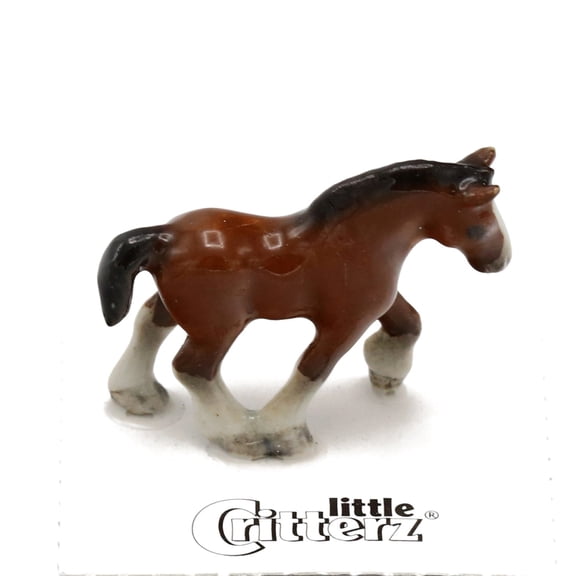 Little Critterz Horse Clydesdale Horse "Big Hoof" Animal - Hand-painted Home Decor Animal Decorative Figurine - Miniature Porcelain Figurine