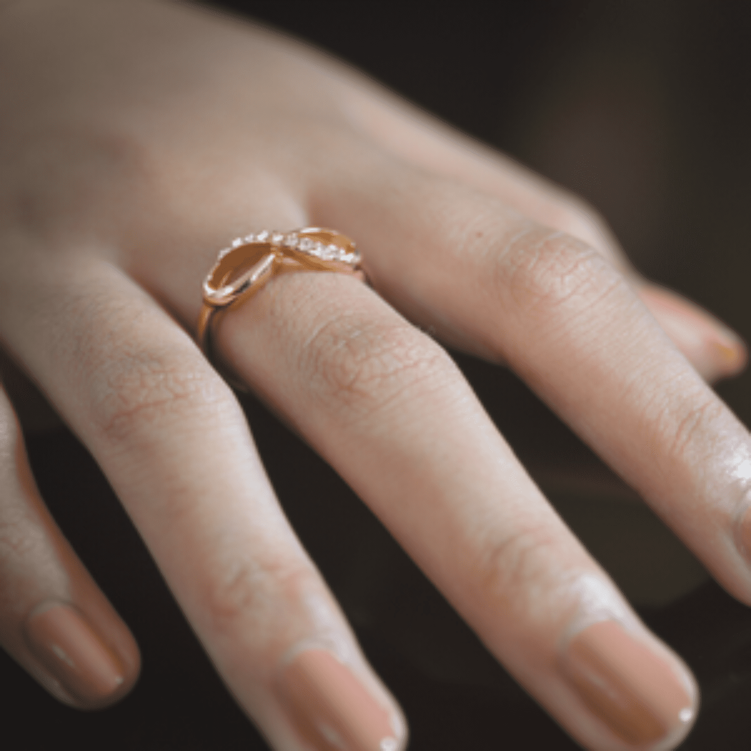 14K Two Tone Gold Infinity Diamond Promise Ring