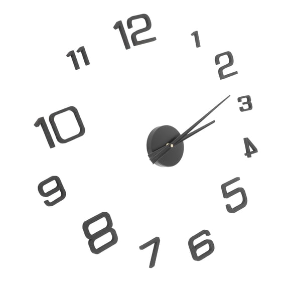 ELAYARD 3D Numbers Wall Clock Frameless Acrylic Black for Adults 1 Set