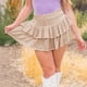 thumbnail image 3 of Gibobby mini faldas de mujer Falda de convencional de cintura alta Regular con lentejuelas de informal a la moda para mujer(Caqui, M), 3 of 5