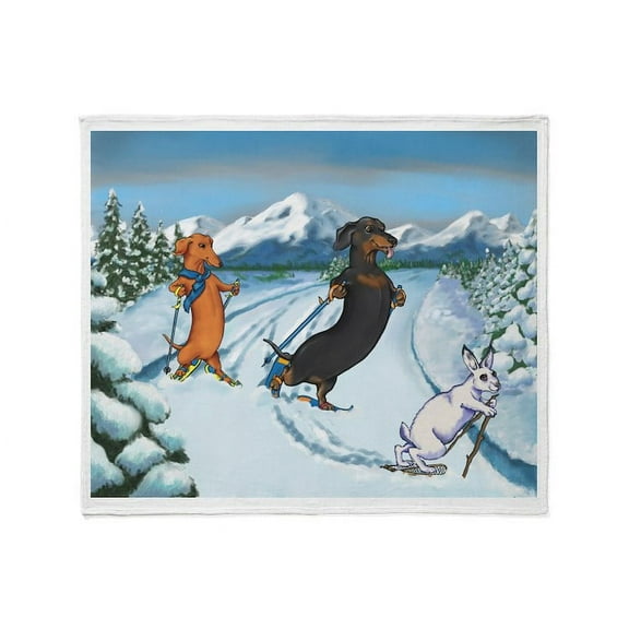 CafePress - Ski Dachshunds Throw Blanket - Soft Fleece Throw Blanket, 50"x60" for All Ages