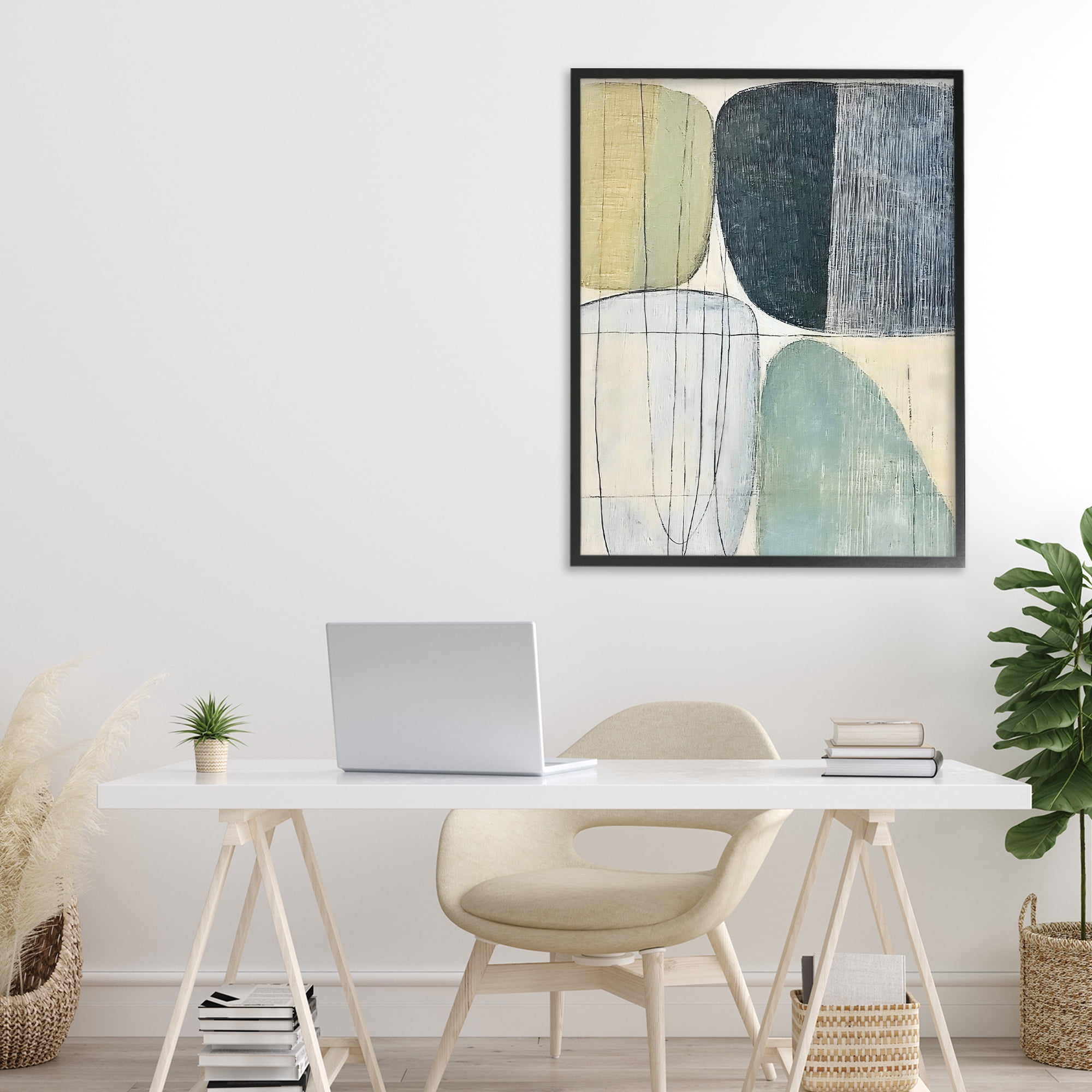 Stupell Industries Modern Organic Composition Black Framed Giclee Art, design by Riley B