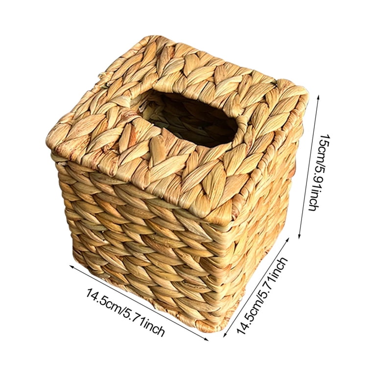 Rattan Tissue Box Cover Square, Wicker Tissue Box Holder Facial Tissues Boxes, Hand