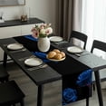 thumbnail image 2 of Blue Rose Table Runner 36 Inches Long, Vintage Abstract Garden Flower Floral Black Kitchen Coffee Dining Table Decoration for Home Party Birthday Wedding Home Decor 13x36 Inches, 2 of 8