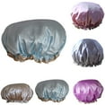 thumbnail image 2 of ziyahi Beauty Makeup Dustproof Cap Waterproof Padded Shower Hat Imitate Silk Satin Adult Bathing Hat, 2 of 8