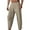 Khaki, variant on WREESH Men's Beach Pants Summer Cotton and Linen Pocket Elastic Belt Straight Breathable Solid Color Pants Khaki
