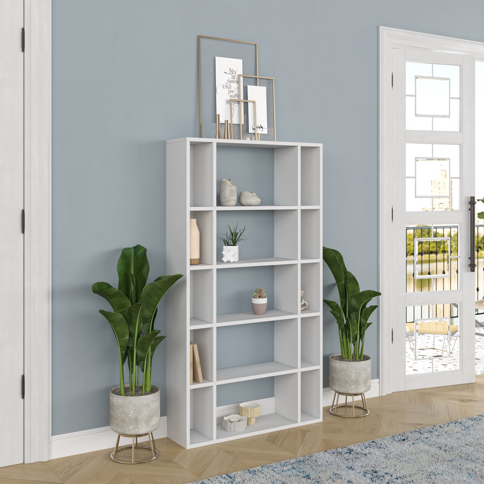 Ada Home Decor Sanborn Multiple Tier Open Shelf Modern Bookcase, White