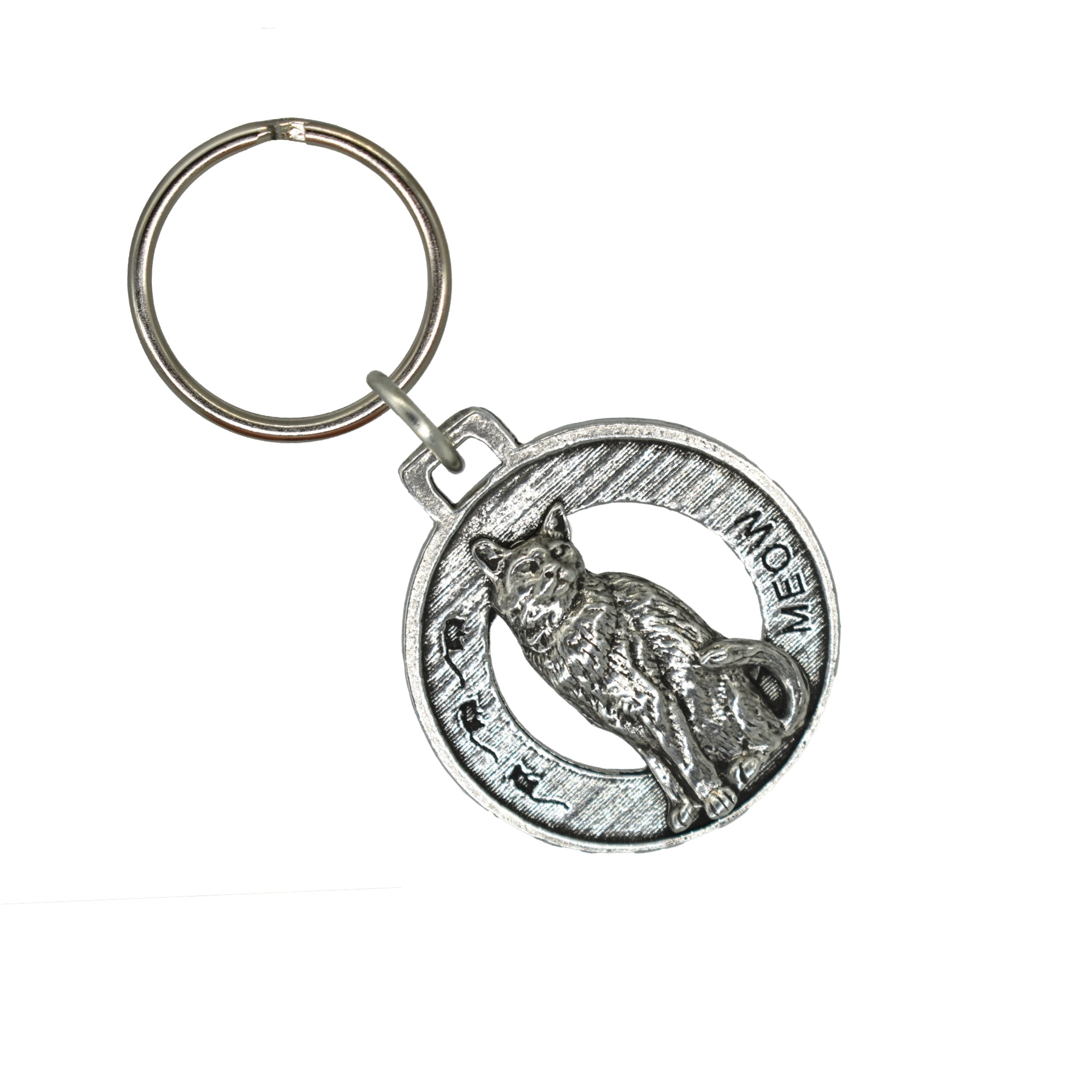 Cat Sitting Keychain, Kitty, Whiskers, Pets, Animals, Key Fob, Key Ring