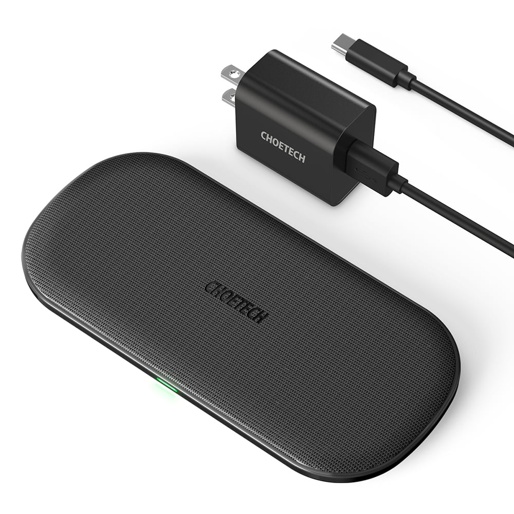 CHOETECH Dual Wireless Charger (QC3.0 Adapter included), 5 Coils Qi