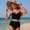 Black, variant on Women's Tummy Control High Waisted Bikini Set 2 Piece Swimsuits Twist Front Bathing Suits