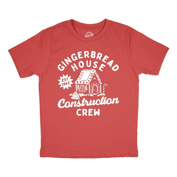 Youth Gingerbread House Construction Crew T Shirt Funny Xmas Treat Joke Tee for Kids
