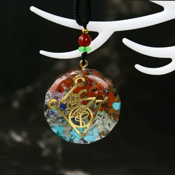 EOEMY 7 Chakra Orgone Natural Stones Pendant Healing Crystal Gravel Pendant Necklace-9