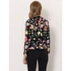 thumbnail image 4 of Chaqueta abierta de la chaqueta del traje de la cosecha del trabajo de la oficina del frente de las mujeres Negro Rojo-floral L, 4 of 6
