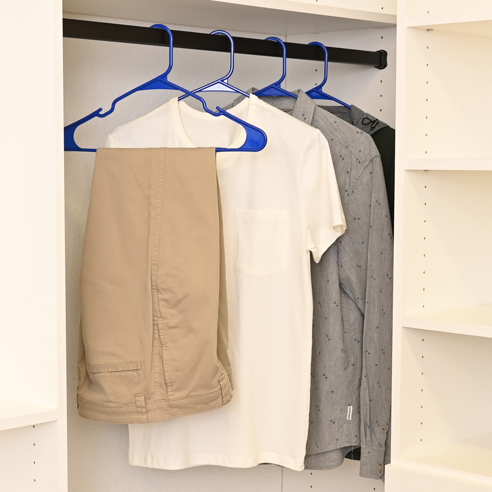 Mainstays Plastic Notched Adult Hangers for Any Clothing Type, Royal Spice 100 Count
