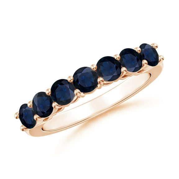 ANGARA Natural Half Eternity Seven Stone 1.54 ct Blue Sapphire Wedding Band in 14K Rose Gold for Women (Size-3.5mm) | September Birthstone, Anniversary, Jewelry Gift for Women | Natural Sapphire Ring