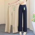thumbnail image 2 of Women's High-Waisted Straight Leg Pants in Dark Blue, Loose Fit, Casual Wide Leg Trousers for Spring and Summer, 2 of 9
