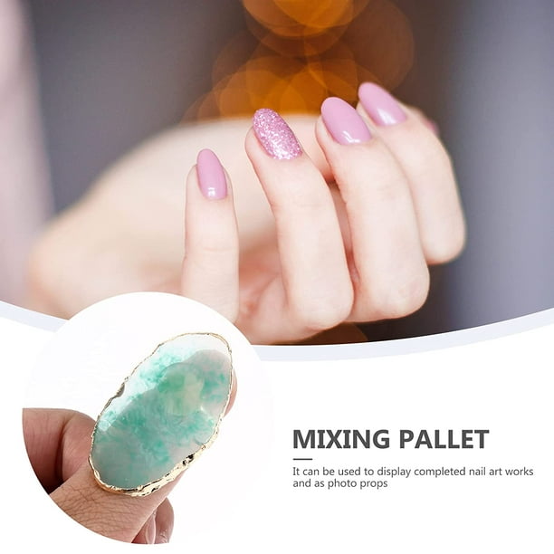 Resin Nail Art Palette Painting Mixing Display Finger Ring Plate Manicure