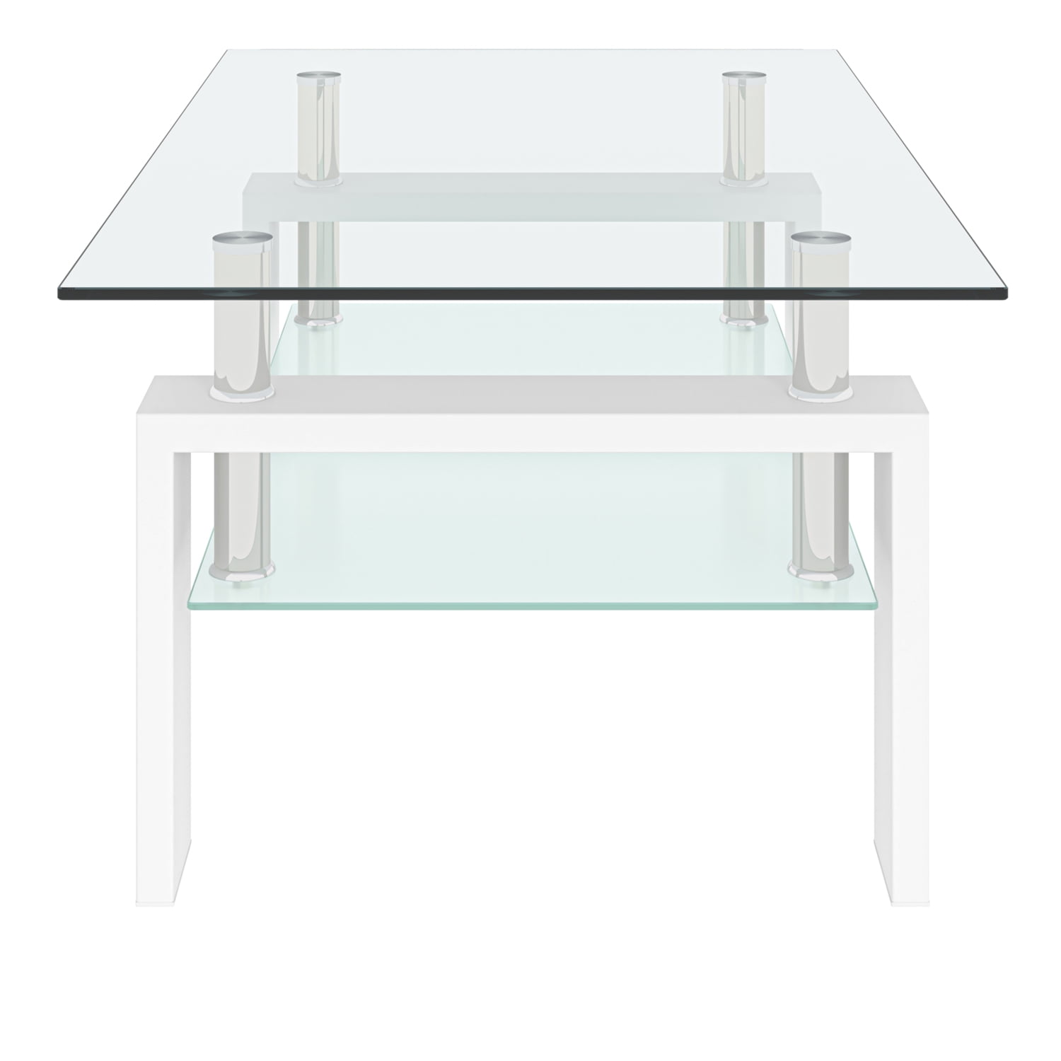 Resenkos Industrial Living Room Table with Open Storage and White Wood Legs, Clear Glass Coffee Table Sofa Tables for Home Office Resenkos Industrial Living Room Table with Open Storage and White Wood Legs, Clear Glass Coffee Table Sofa Tables for Home Office