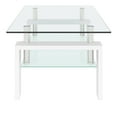 thumbnail image 6 of Resenkos Industrial Living Room Table with Open Storage and White Wood Legs, Clear Glass Coffee Table Sofa Tables for Home Office, 6 of 6