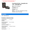 thumbnail image 2 of Front Brake Pad Set - Compatible with 1997 - 2000 BMW 528i 1998 1999, 2 of 2