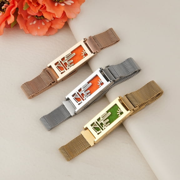 Anavia Essential Oil Bracelets, Aromatherapy Bracelet, Diffuser Bracelet, Aromatherapy Oil Lockets, Diffuser Lockets, Aromatherapy Jewelry, Diffuser Jewelry, With Gifts Box-[Gold]