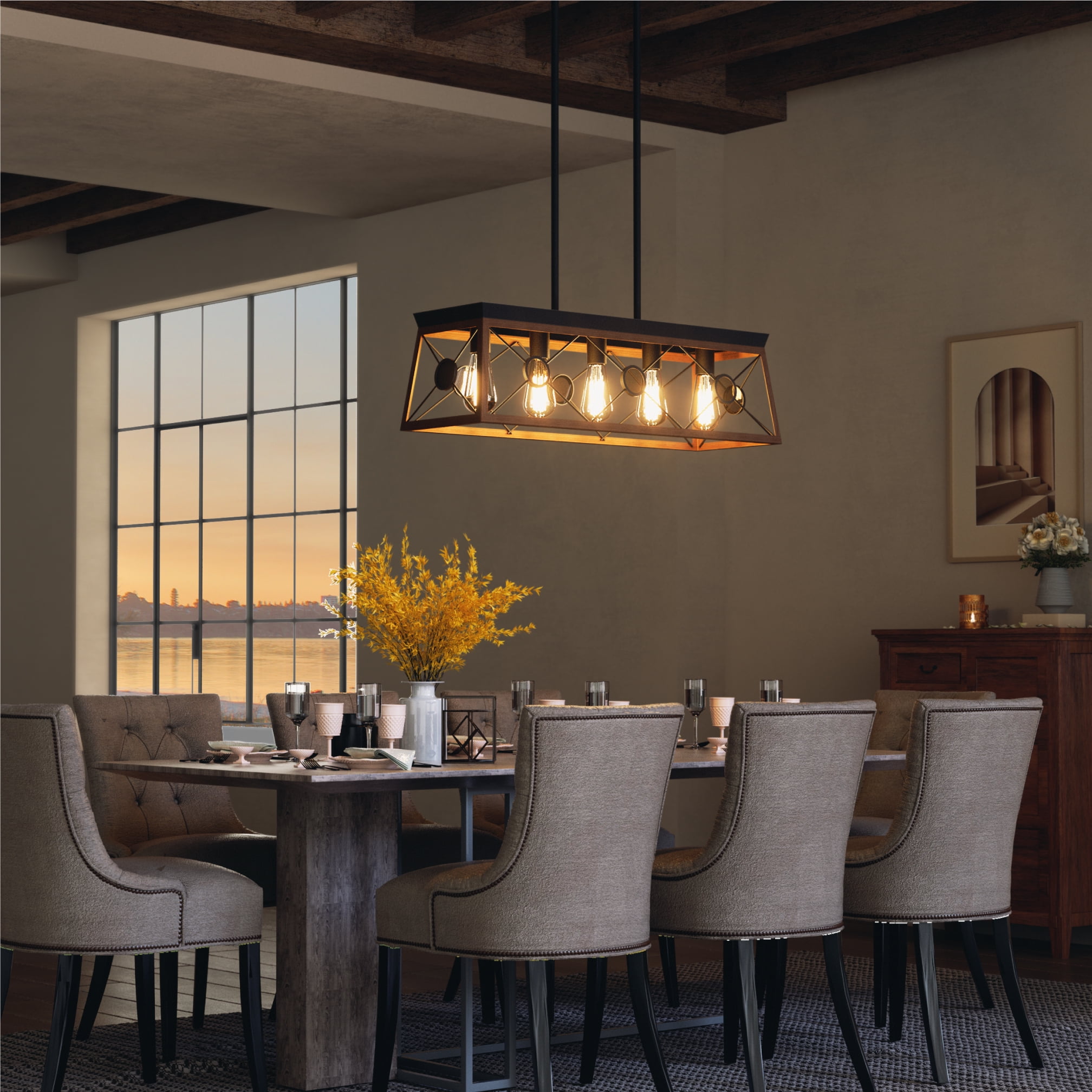Wampat Rustic Farmhouse Ceiling Light, Flush Mount Lamp, Light Bulbs not Included