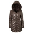 thumbnail image 1 of Manteau d'Hiver pour Femmes Réversible Doublé en Fausse Fourrure, Doudoune Matelassée - Brun - 2X, 1 of 7