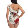 thumbnail image 5 of Picia Floral Leopard Butterflies Pattern Women's One Piece Swimsuits,One Shoulder Swimwear Asymmetric ,Ruffle Monokinis Bathing Suits,High Waisted Flattering Bathing Suits-X-Large, 5 of 8