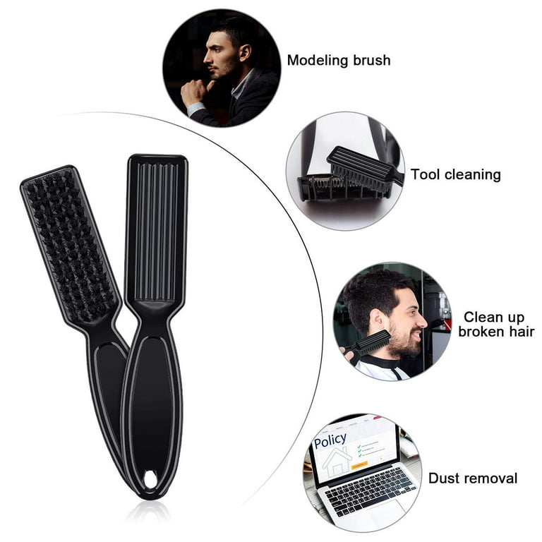 BEATURE 6 Pieces Barber Blade Cleaning Brush, Clipper Cleaning Brush  Trimmer Cleaning Brush, Hair Styling Nylon Brush for Men (Black)