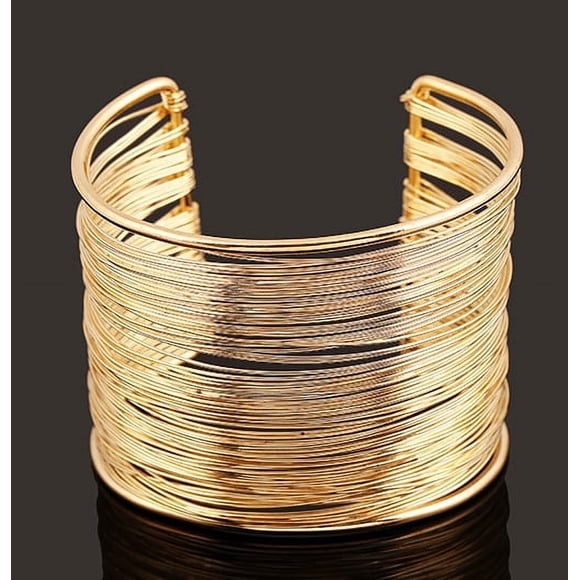 Fashion Women's Multilayer Metal Wires Strings Open Bangle Wide Cuff Bracelet Girls Fashion Jewelry Accessory Best Gift