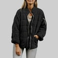 thumbnail image 4 of FDGIU Women's Lightweight Quilted Puffer Jacket - Long Sleeve Zip Up with Pockets, Loose Fit Warm Winter Casual Outerwear Coat, 4 of 7
