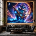 thumbnail image 6 of Sailing Ship and Celestial Portal Tapestry Wall Hanging, 6 of 7