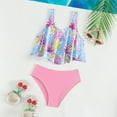 thumbnail image 2 of Utlike Girls Swimwear Kids Floral Print 2 Piece Swimsuit Swimwear Bathing Suit Cute Bikini Adjustable Girls Swimsuit Size 11 Years-12 Years, 2 of 7