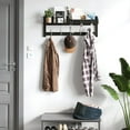 thumbnail image 5 of Wall Hooks with Shelf - 26.57" Entryway Wall Hanging Shelf Wood Coat Hooks and Key Holder (Black), 5 of 14