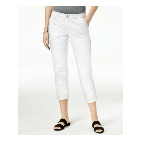 MAISON JULES Womens White Pocketed Zippered Straight leg Pants 0