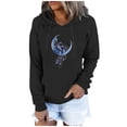 thumbnail image 3 of Jinhomg Fashion Print Sweatshirts for Women Casual Comfy Long Sleeve Drawstring Hoodies Fall Lightweight Thin Fleece Pullovers with Kangaroo Pocket Spring Saving Today Black XXL, 3 of 9