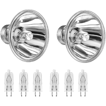 Simple Deluxe 50 Watts UV Reptile Heat Bulb UVA + UVB Full Spectrum Sun Lamp for Reptiles and Amphibian Pet, 2-Pack (Included 8 G5 Halogen Bulb)